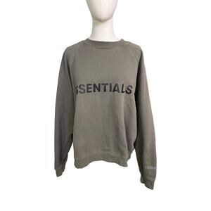 Fear Of God Essentials Crewneck Sweatshirt Taupe Gray Logo Size M